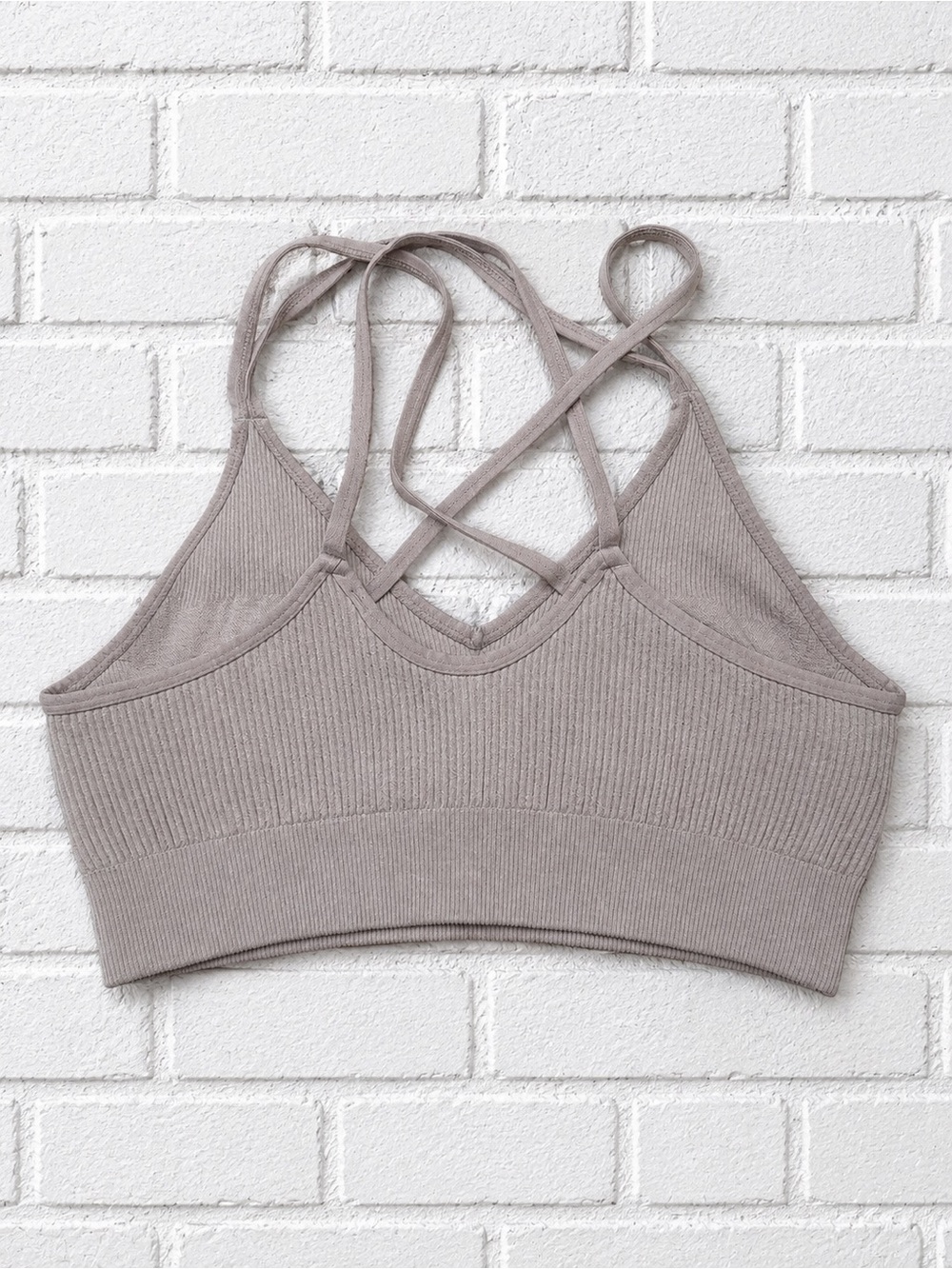 Aerie Seamless Ribbed Strappy Bralette - Taupe - Picture 2 of 3